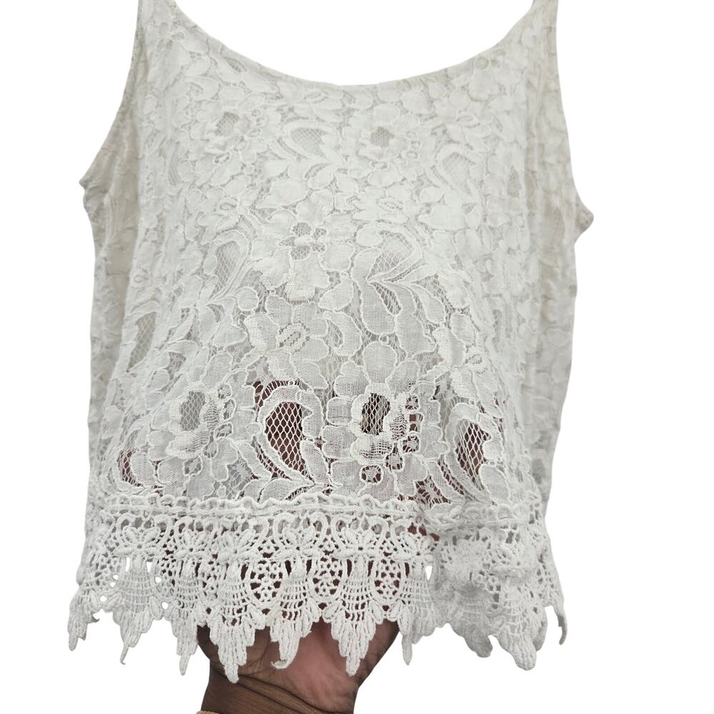 Arden B Women Y2K Boho Coastal Cowgirl Festival Romantic Lace Scalloped Hem L - Picture 2 of 9